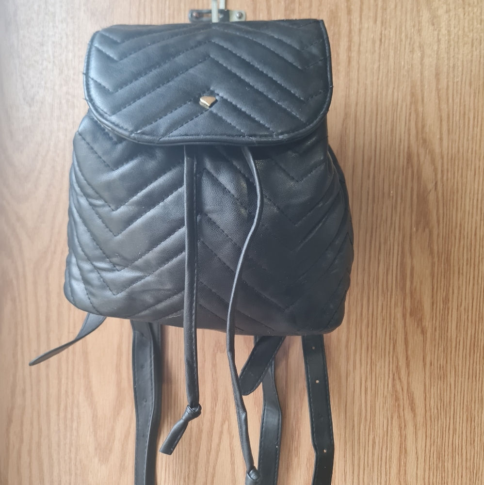 Women's Black Faux Leather Backpack